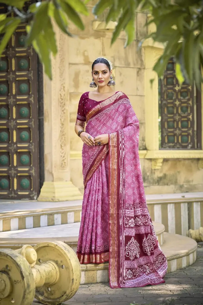 ZALAK SAREE                 Fabric :- Pure Mulmul  Cotton  Saree Length:-5.4 mtr  Blouse Length :-0.9 mtr(unstitched )  Colour:-7