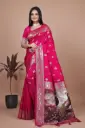 Fabric: Silk blend  Color: Rich Magenta with Silver Zari Length: Saree - 5.5 meters | Blouse - 0.8 meters