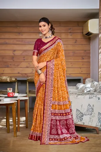 ZALAK SAREE                 Fabric :- Pure Mulmul  Cotton  Saree Length:-5.4 mtr  Blouse Length :-0.9 mtr(unstitched )  Colour:-7